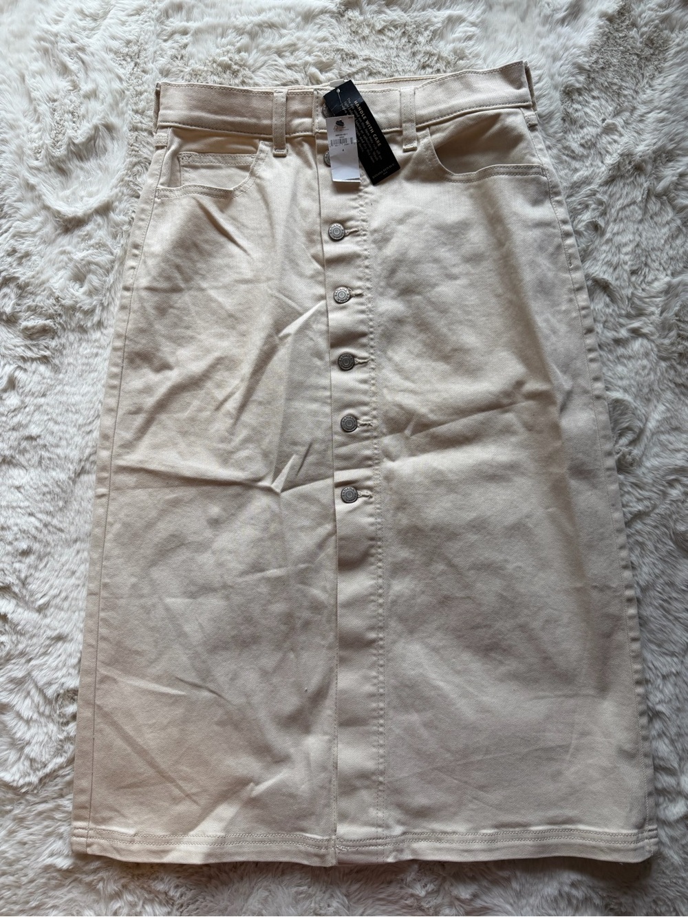 Banana Republic Cream Button-Front Midi Skirt